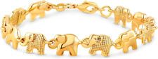 18K Gold Plated Elephant Bracelet for Women 7.5 Inches - Made in Brazil
