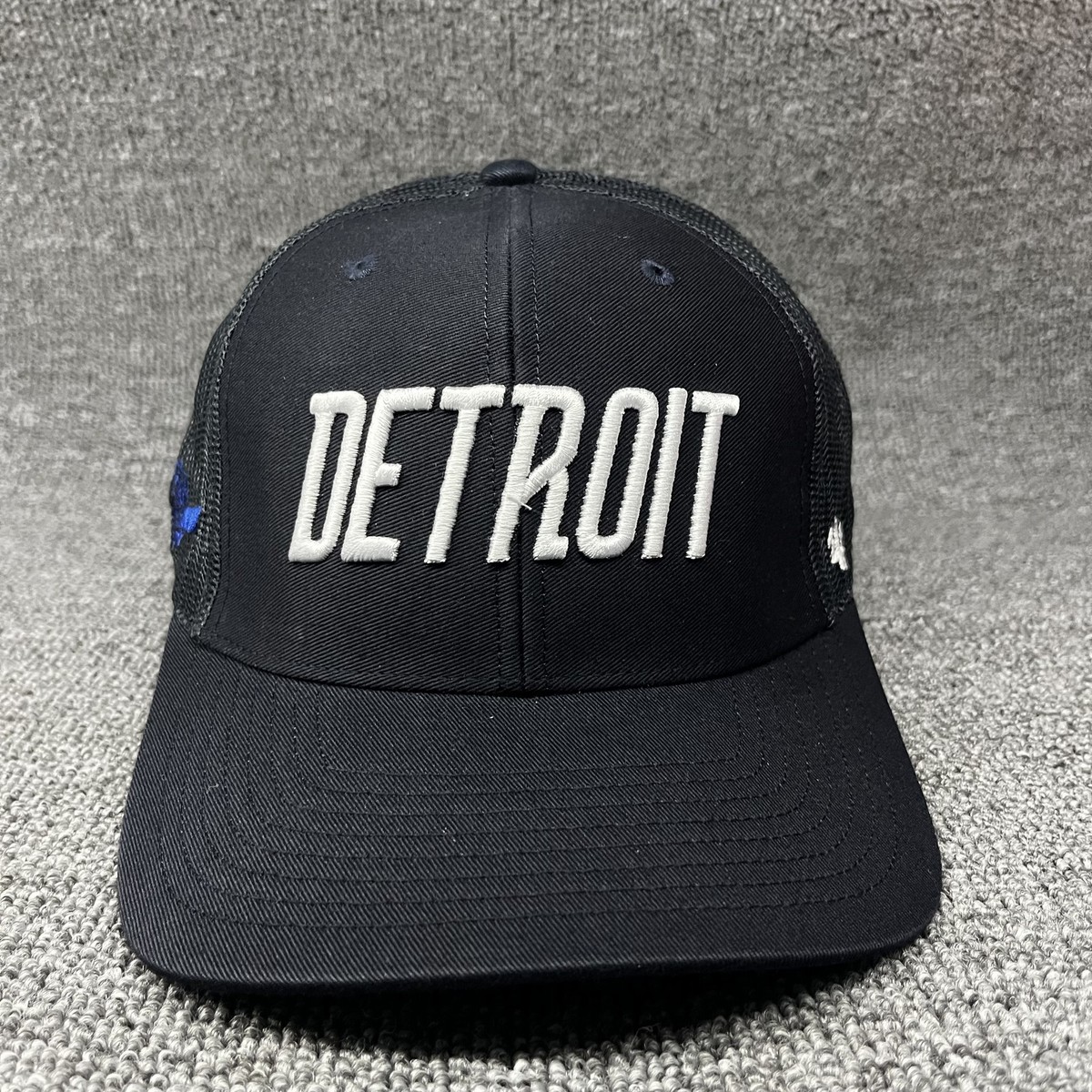 47 Brand Detroit Tigers MLB Trucker Hat Black Mesh Snapback Blue Underbrim NEW