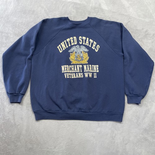 Vintage US Merchant Marine Sweatshirt Mens XL Military Veteran WWII Made In USA