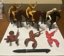 Vtg Lot 1950s Plastic toy Western Rider Indian , Cowboy and horses  Lot 1 