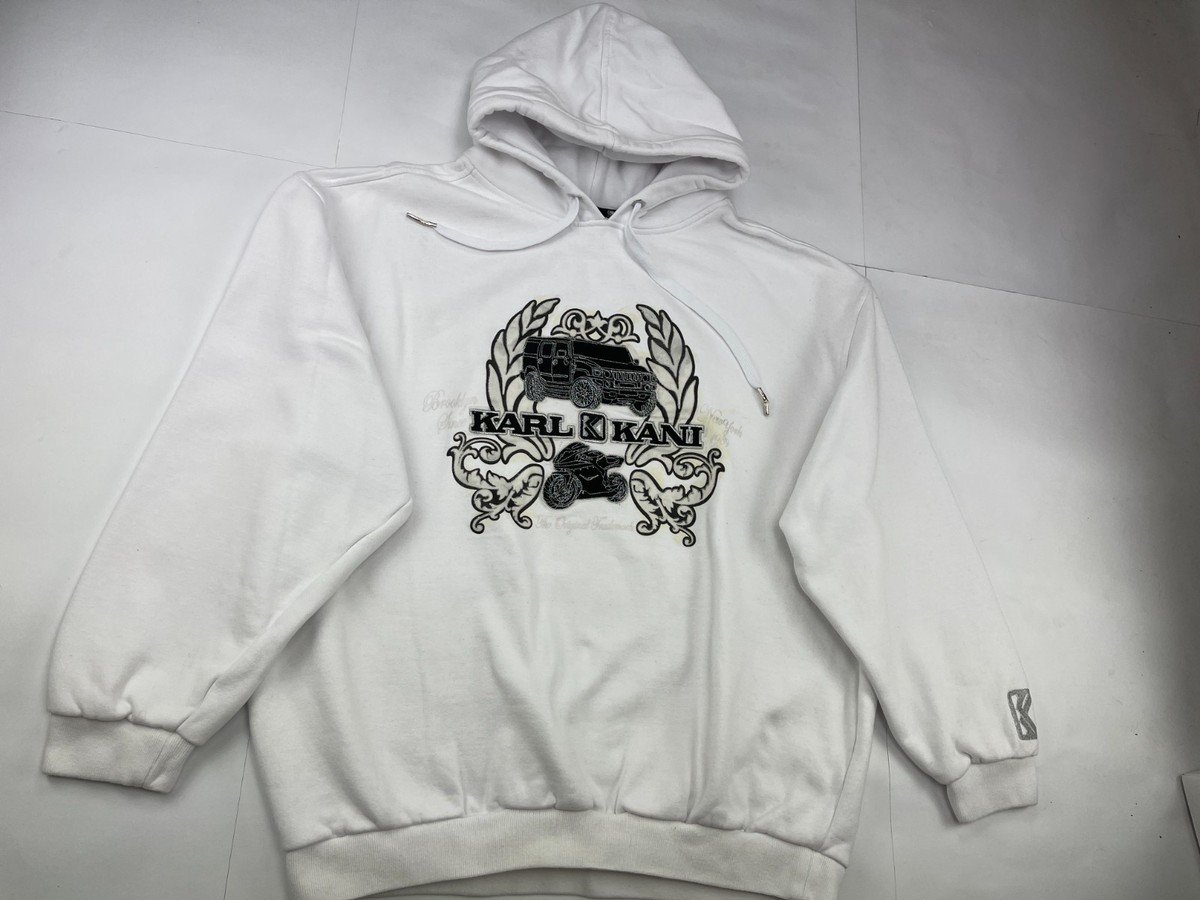 KARL KANI hoodie, white, vintage hip-hop sweatshirt, 90s hip hop 1990s,  size XL