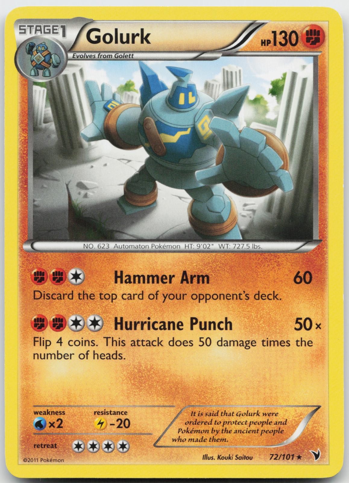 Golurk 72/101 Pokemon Noble Victories - Rare LP