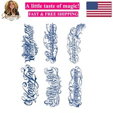 Semi-permanent Temporary Tattoos, 6-Sheet 2 Weeks Long Last Waterproof Eglish...