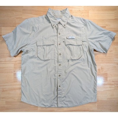 Gander Mountain Guide Series Mens Large Tan Short Sleeve Fishing Shirt Vented L