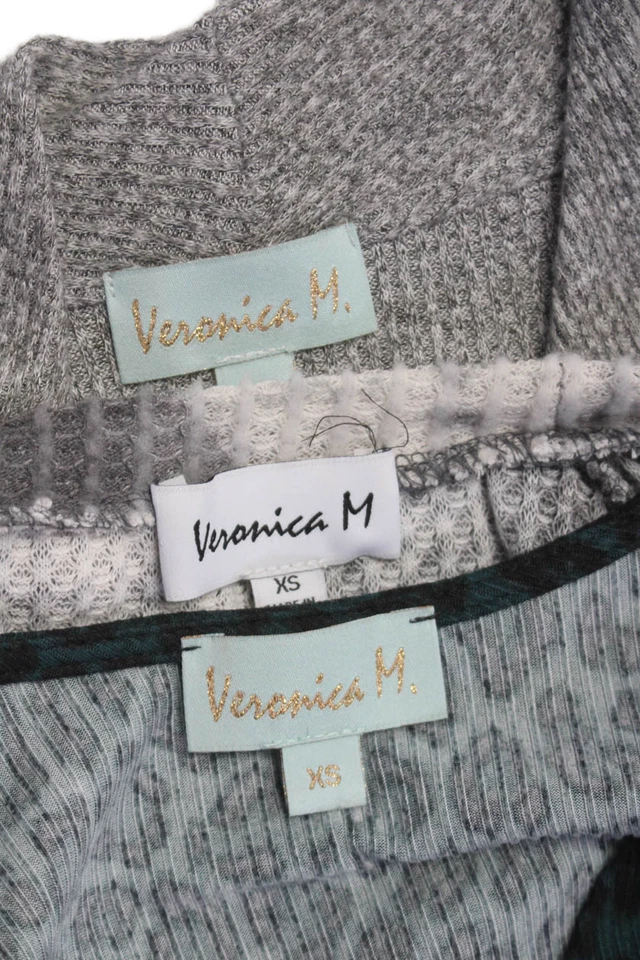 Veronica M Mujer Manga Larga Cuello en V Cuello Simulado Tejido Prendas para el torso Gris Verde azulado Talla XS Lote 3 Foto 3 de 4