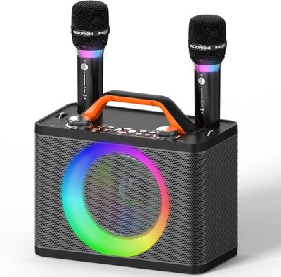 Karaoke Maschine mit 2 RGB Funkmikrofonen - 5200mAh Tragbar Karaoke 13H