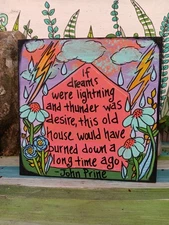 John Prine Angel From Montgomery Lyric Painting on 10 x 10 x 1/8" wood panel