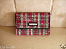 LONGABERGER HOLIDAY PLAID WALLET REMOVABLE ID  SILVER LOGO NIP  FREE SHIPPING
