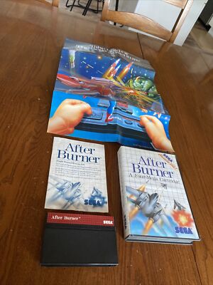 After Burner Sega Master System 1988 Mega Cartridge Game CIB w/ Manual & Poster