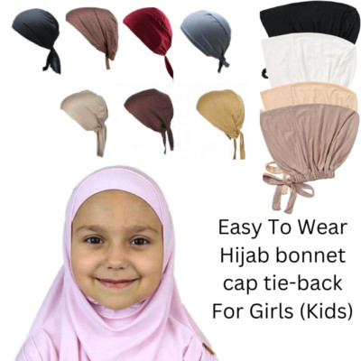 Mädchen Tie Back Haube Mütze Damen Uni Unter Schal Hijab Chemo Mütze viele Farben