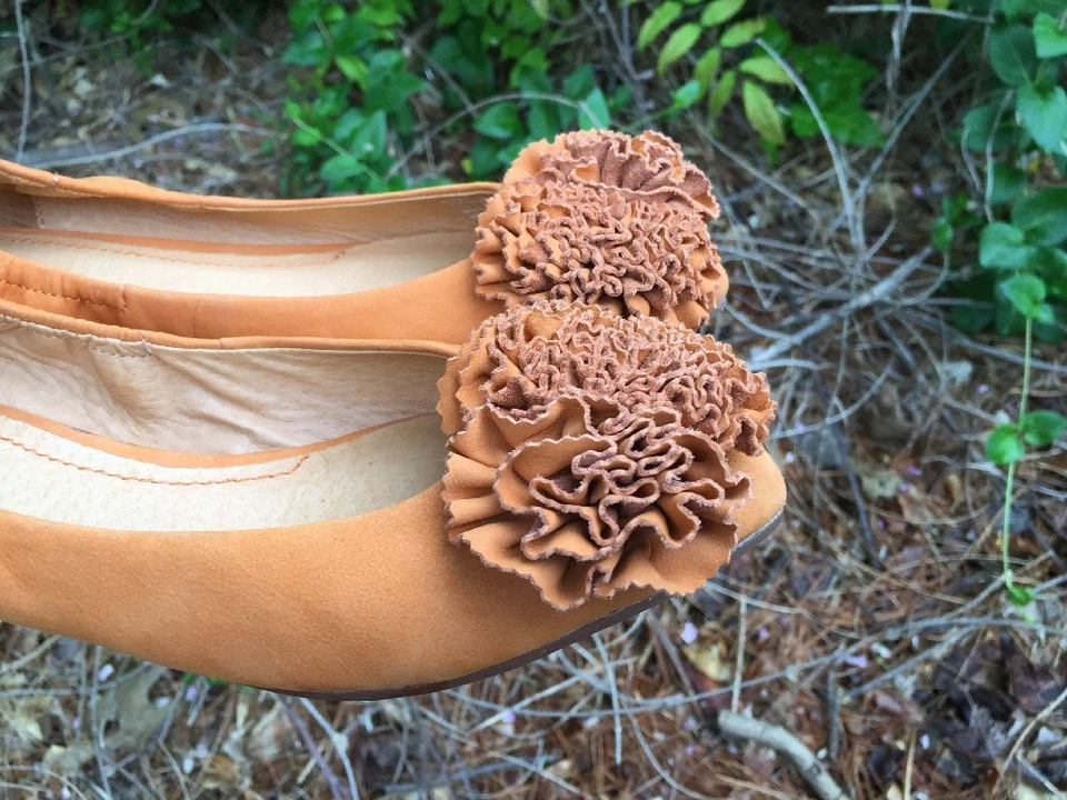 Zapatos planos de ballet NICOLE de cuero para mujer FLOR NARANJA Mary Jane talla 6 ~j11 Foto 3 de 4