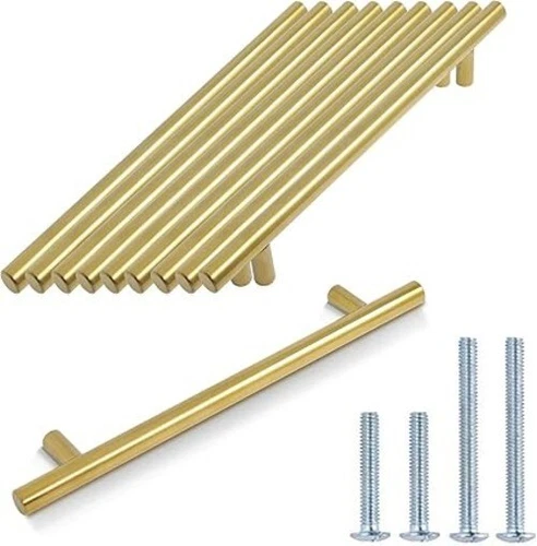 Probrico 10 PCS Gold Cupboard Handles Kitchen Door Handles Hole Spacing 160mm
