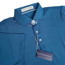 Holderness Bourne Mens Medium XL Macdonald Short Sleeve Polo Shirt Teal