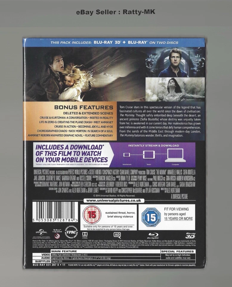 THE MUMMY (TOM CRUISE) - UK EXCLUSIVE 3D + BLU RAY STEELBOOK - NEW & SEALED - Image 2 of 4
