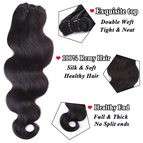 Malaysian Indian Virgin Human Hair Extensions Weft Straight 400g 4 Bundles - Bild 2 von 13