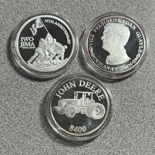 6 Vintage 1 oz Silver Art Rounds & Bar ( - Picture 3 of 4
