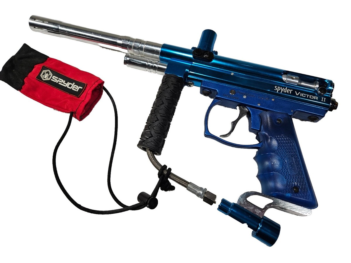 Used Works Well Spyder Blue Victor 2 Paintball Gun & Barrel Semi