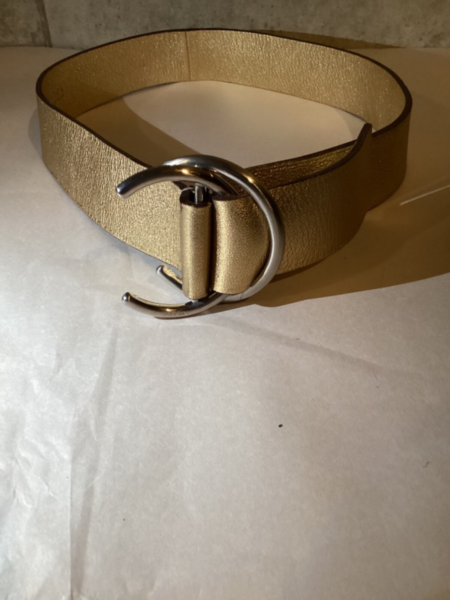 Authentic PRADA Gold Metallic Belt Womens 36” Size (Small  display picture 2