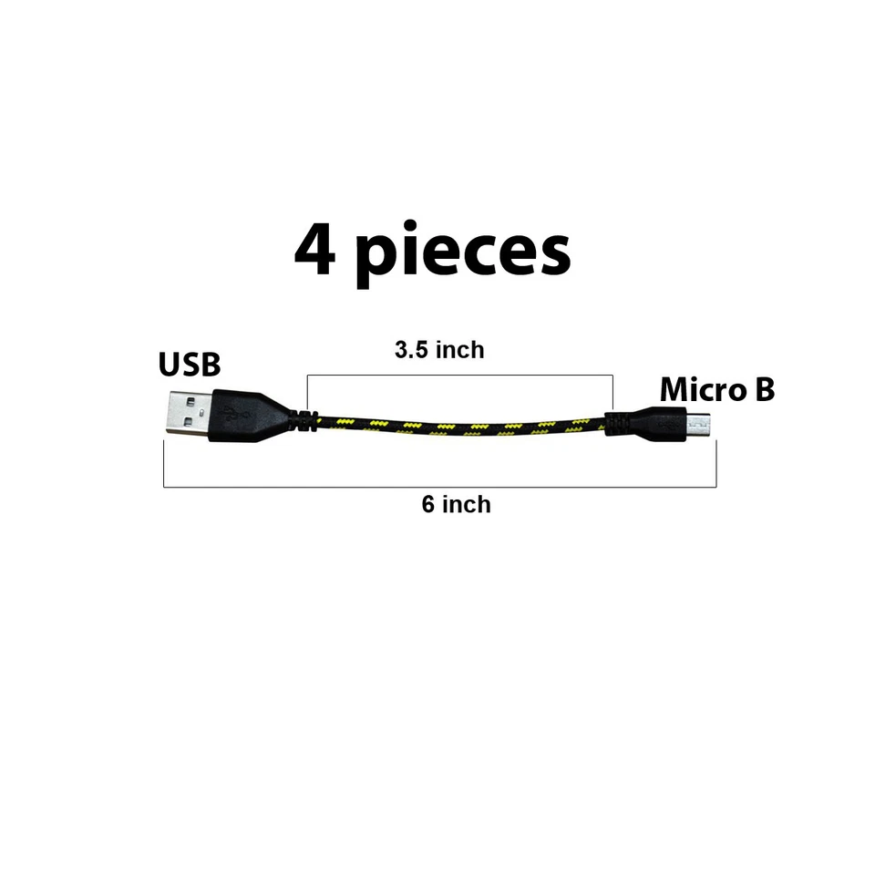 Paquete de 6 cables USB 2.0 A macho a micro B trenzados de nailon de carga de datos de sincronización de 0,5 pies Foto 2 de 4