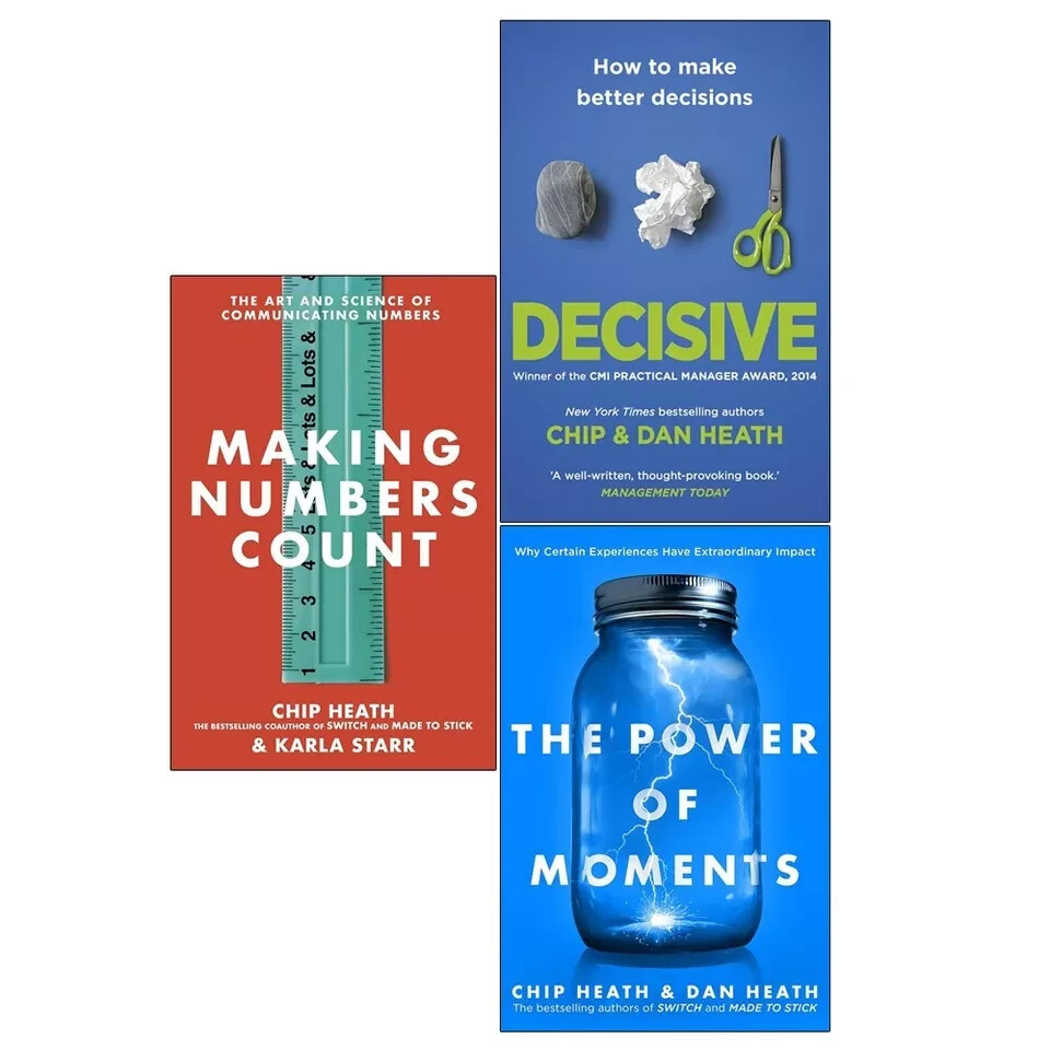 Dan & Chip Heath Collection 3 Books Set Making Numbers Count, Power of Moments