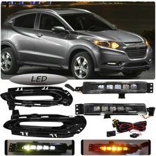 Fit Honda HRV 2016-2018 LED DRL Fog Lights Lamps Double Colors w/ turn signal