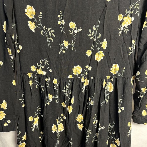 Old Navy Black Yellow White Floral Dress Sz L Long Sleeve Button Pre-owned - Picture 12 of 14