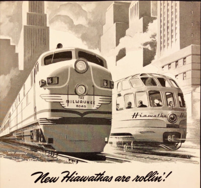 1948 The Milwaukee Railway Hiawathas Speedliners Züge Streckenkarte Druckanzeige