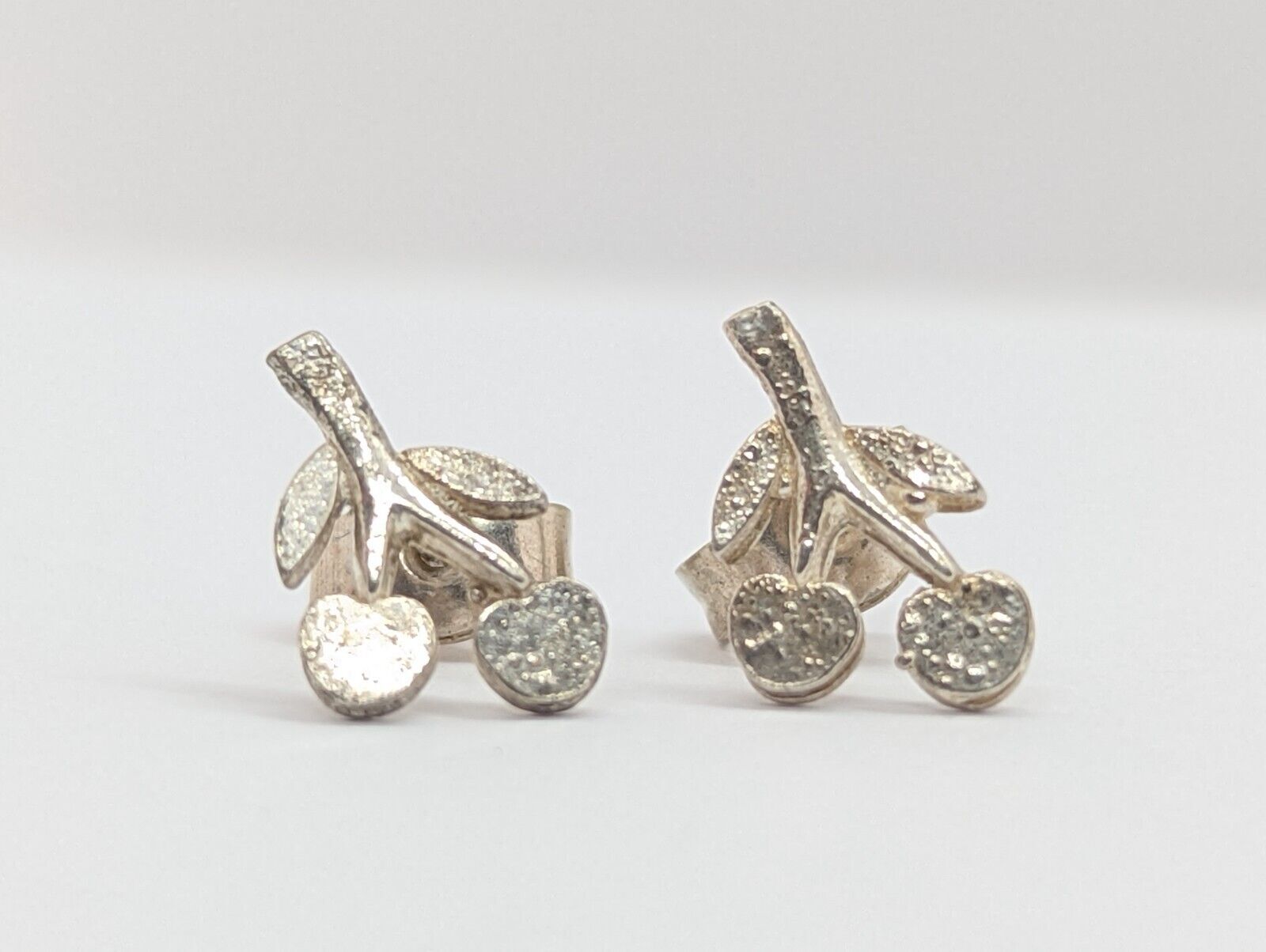 Vintage Solid Sterling Silver 925 Cherry Trees Le… - image 1