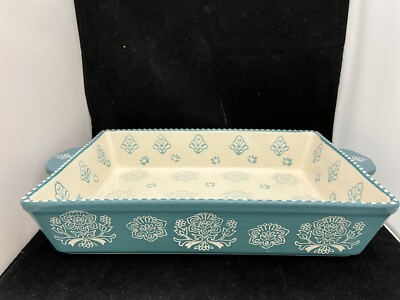 Berkley Jensen Ovenware Rectangular 4 QT Casserole Teal with Handles