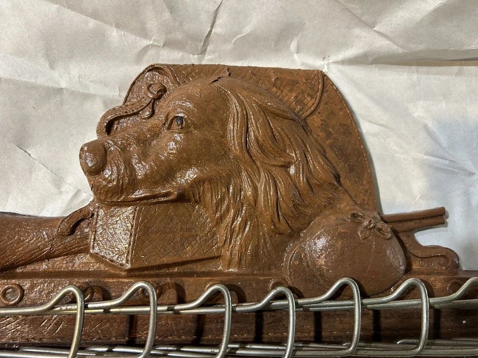 Corbata o cinturón de madera Syroco vintage para perro de caza sostiene todo MCM Foto 3 de 4