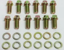 SB Chevy Zinc 6pt Header Bolt 12pc Kit 3/8"-16 x 3/4" Small Block 350 SBC #9824