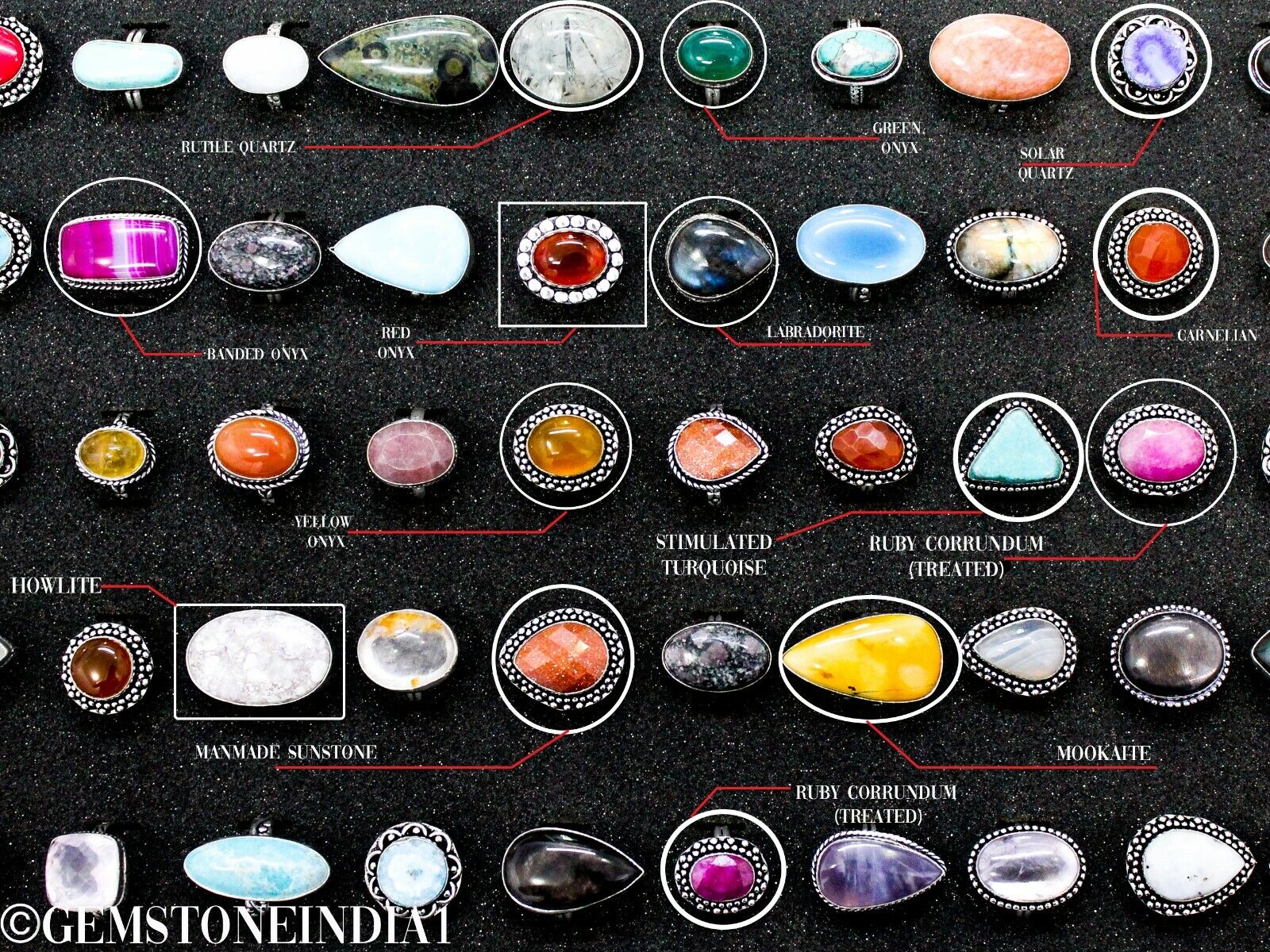 Wholesale Lot Natural Moonstone & Mix Gemstone Ring Lot Women Gemstone Ring Lot Wysoka jakość nowość