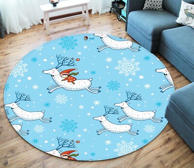 3D Girl blue Snowflake O104 Christmas Game Rug Mat Elegant Photo Carpet Mat An