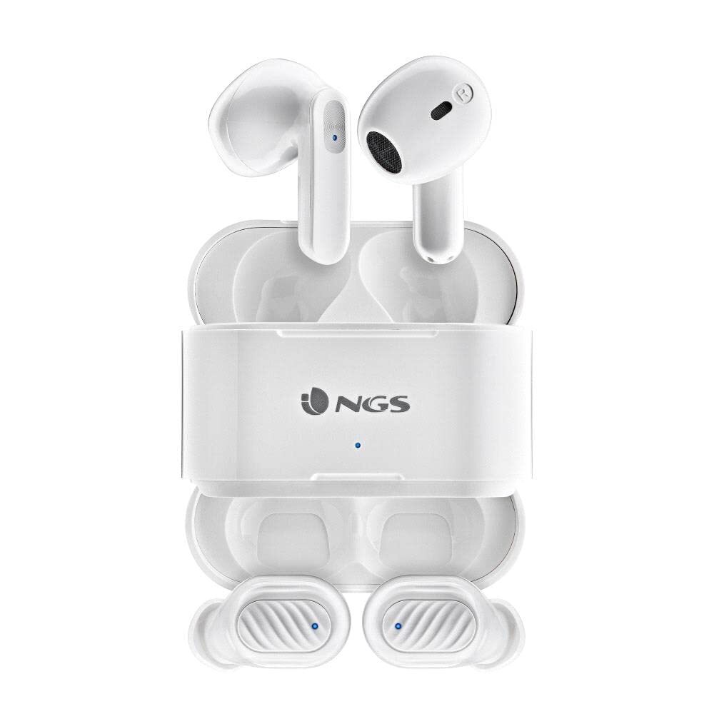 NGS Artica Duo White - Two Pairs of Wireless Headphones, Compatible with True Wi