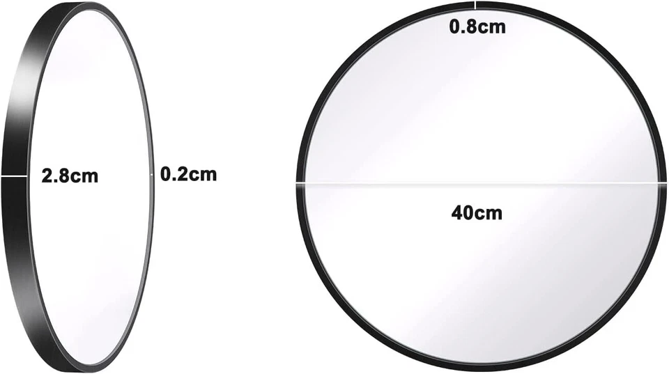 Dripex Wandspiegel HD Spiegel rund, 40 cm, Schwarz, Explosionsgeschütztes Glas - Bild 2 von 4
