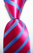 New Classic Striped Rose Blue JACQUARD WOVEN 100 Silk Men's Tie Necktie