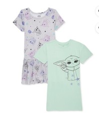 Girls Wonder Nation YODA Short Sleeve Pajama Nightgown Sleepwear 2pck MEDIUM 7-8