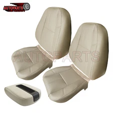 For 07-14 Chevy Tahoe GMC Sierra Driver & Passenger Bottom & Top Seat Cover Tan