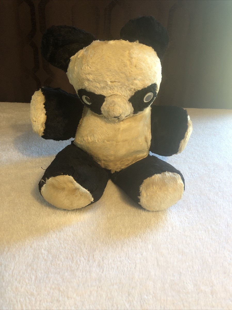 Vintage Large PANDA BEAR 1950's 16” Stuffed Plush Toy Collectible