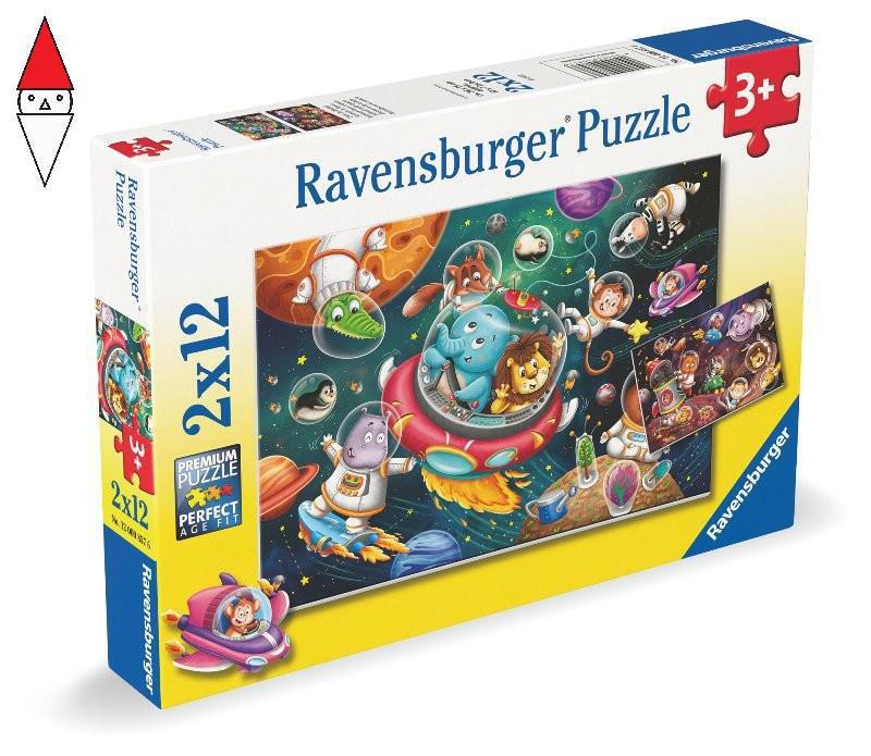 RAVENSBURGER PUZZLE 2X12 PZ ANIMALI NELLO SPAZIO