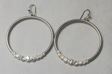 Fashion Jewerly Pierced Earrings Earring Round Hoop Hoops Dangle Silver Stone 