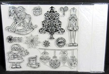 Christmas Clear Stamps and 2 Embossing Folders Set Unused Unbranded