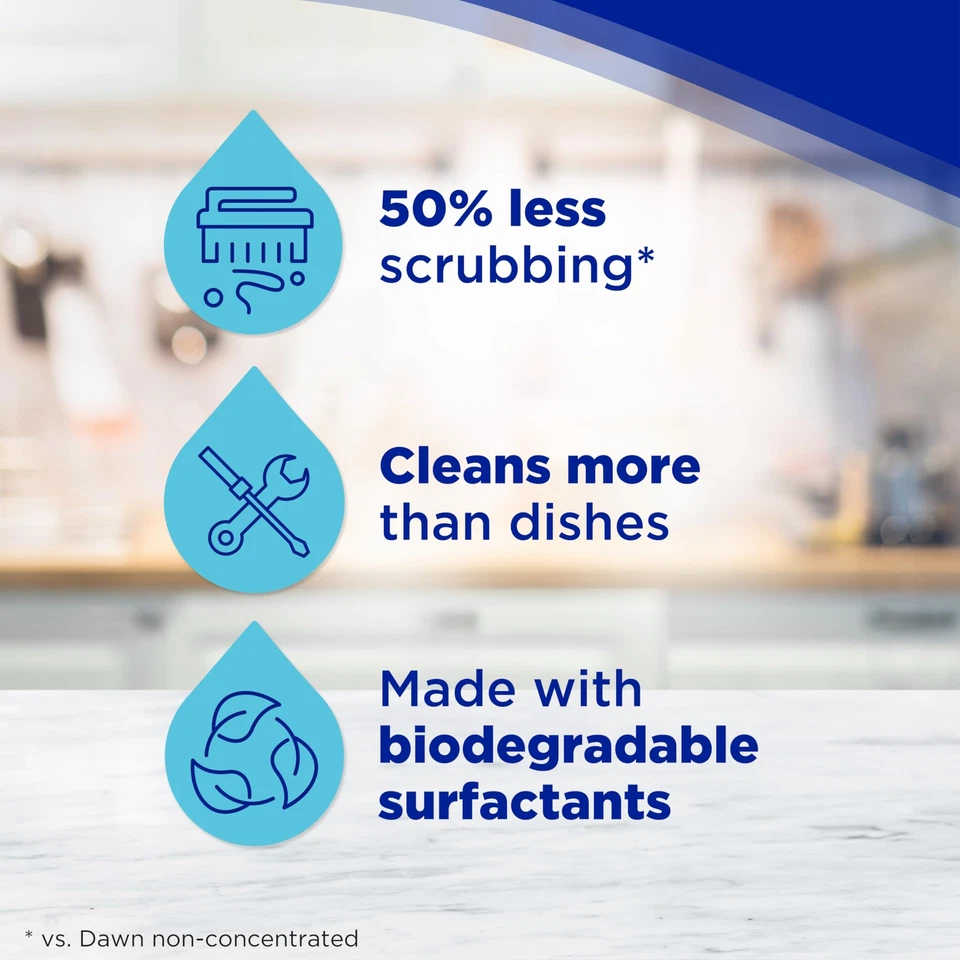 Dawn Ultra Líquido para Lavavajillas 56 Fl Oz Paquete de 2 Grasas Aroma Original Potencia Foto 3 de 4