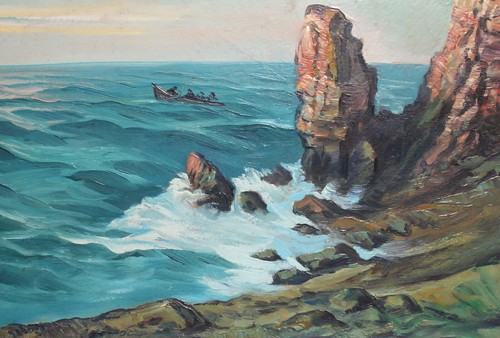 ANTIQUE IMPRESSIONIST OIL PAINTING SEASCAPE BOAT - Picture 8 of 12