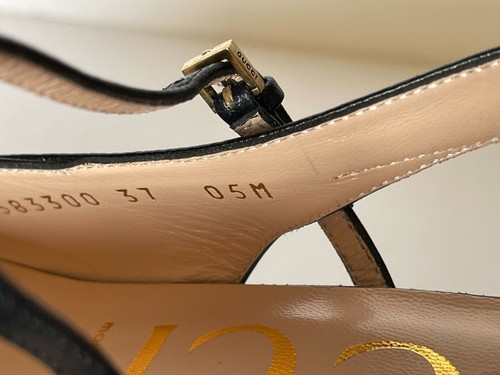 NEW Authentic Gucci Zumi 45 Leather Sling-Back Pump Black EUR 37 / US 7 - Picture 4 of 12