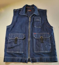 Vintage 2000 Raw Denim by Koman Men's Blue Denim Vest Y2K Streetwear Size L
