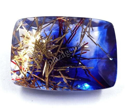76.90 CT Cushion Goldan Rutilated Quartz Ametrine Doublet EGL Loose Gems 5MRG - Picture 2 of 9