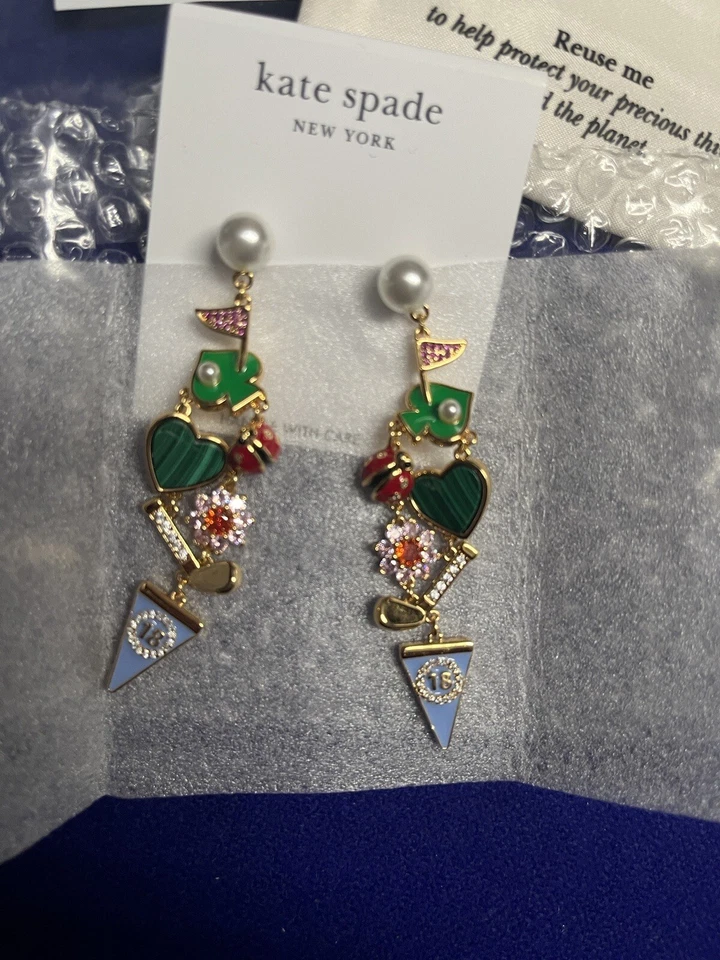 Kate Spade New York Golf Hole in One Statement Drop Earrings NEW - Image 3 of 4