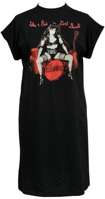 The Cramps Damen Psychobilly hochgeschlossenes T-Shirt Kleid Poison Ivy Bad Girl 