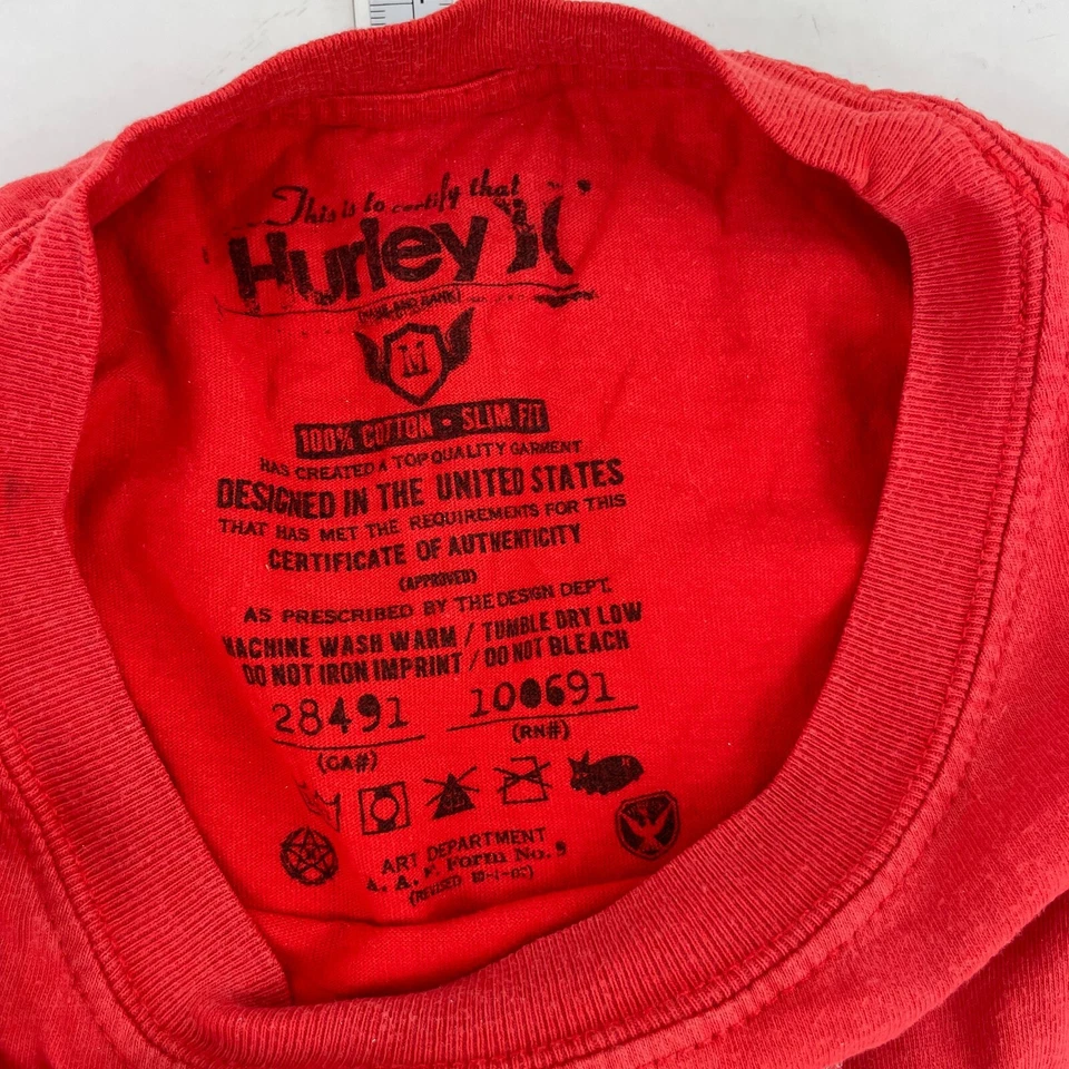 Camiseta Hurley roja mediana para hombre ajuste regular estampado gráfico - Imagen 4 de 4